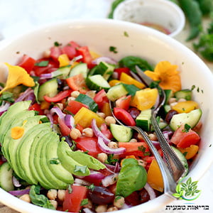 סלט יווני עם חומוס